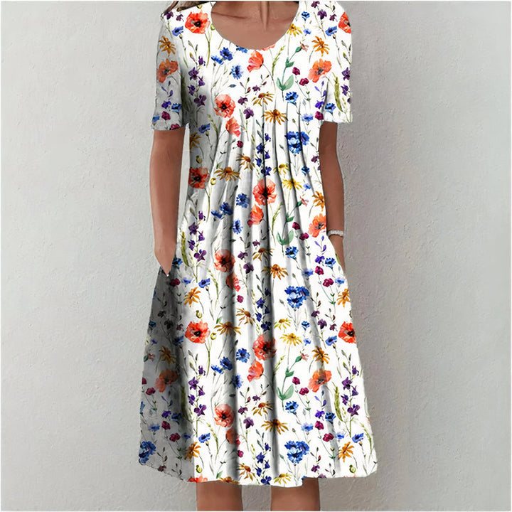 Nicolina – Elegantes Baumwollkleid Mit Blumenmuster