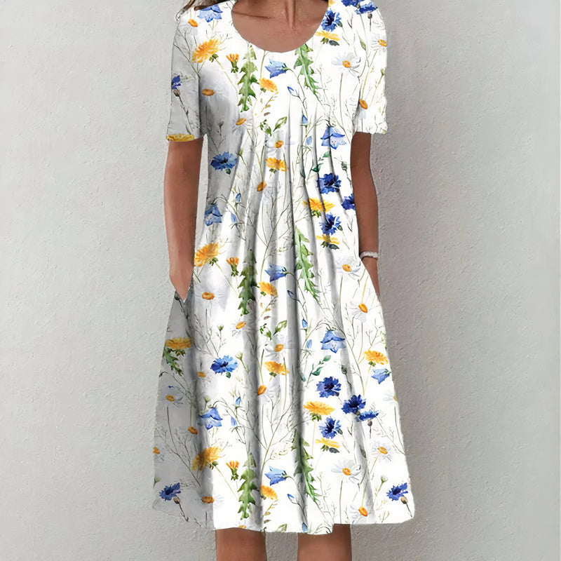 Nicolina – Elegantes Baumwollkleid Mit Blumenmuster