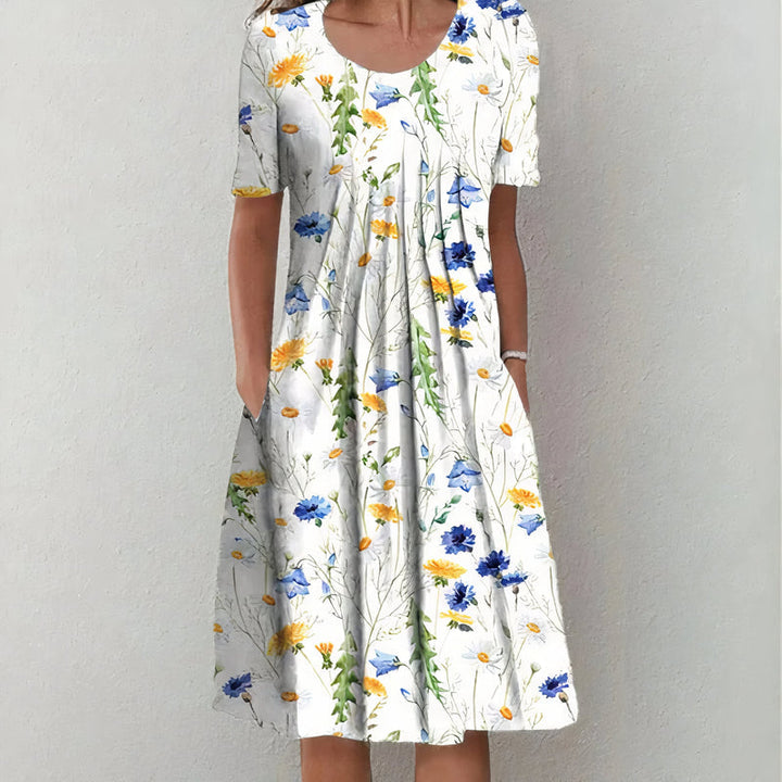 Nicolina – Elegantes Baumwollkleid Mit Blumenmuster
