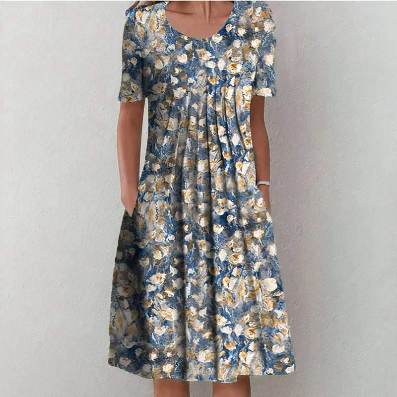 Nicolina – Elegantes Baumwollkleid Mit Blumenmuster